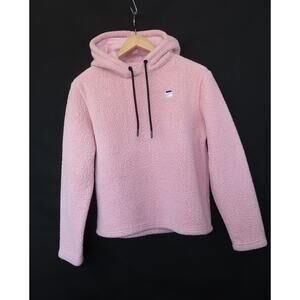 FILA Josephine Sherpa Cropped Pink Hoodie Women Sz S
